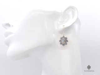 BdOA201 Boucles d'Oreille Argent Massif Labradorite