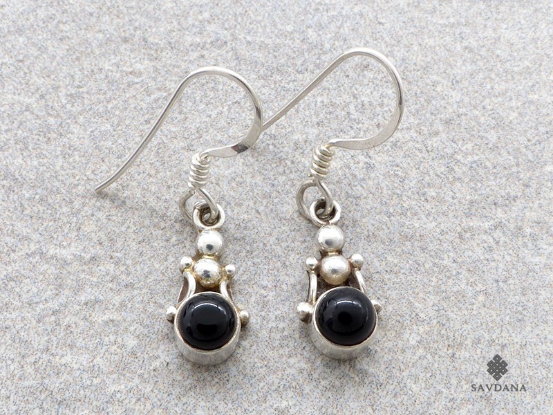 BdOA250 Boucles d'Oreille Argent Massif Onyx