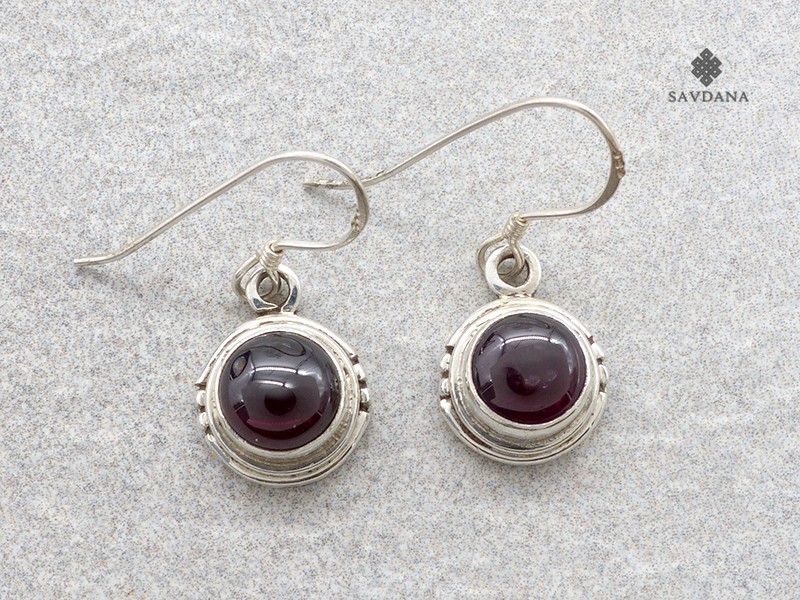 BdOA252 Boucles d'Oreille Argent Massif Grenat