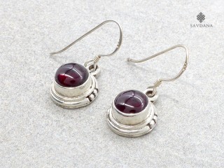 BdOA252 Boucles d'Oreille Argent Massif Grenat