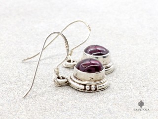 BdOA252 Boucles d'Oreille Argent Massif Grenat