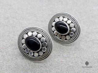 BdOA256 Boucles d'Oreille Argent Massif Onyx