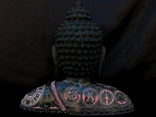 St34 Statue Bouddha Signes Auspicieux Mantra