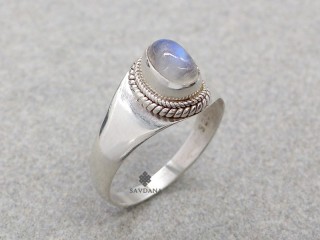 BA620 Bague Argent Massif Pierre de Lune. Taille 53