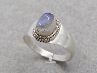 BA620 Bague Argent Massif Pierre de Lune. Taille 53