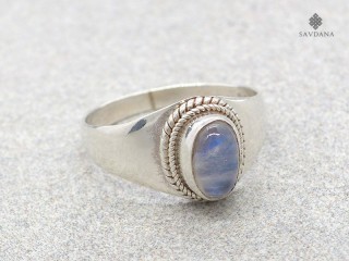 BA620 Bague Argent Massif Pierre de Lune. Taille 53