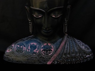 St34 Statue Bouddha Signes Auspicieux Mantra