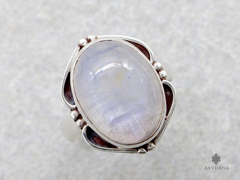 BA328 Bague Argent Massif Pierre de Lune. Taille 58