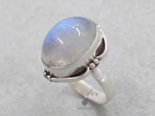 BA328 Bague Argent Massif Pierre de Lune. Taille 58