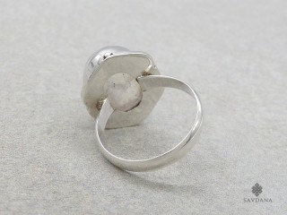 BA328 Bague Argent Massif Pierre de Lune. Taille 58