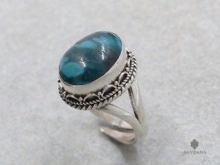 BA537 Bague Argent Massif Turquoise. Taille réglable