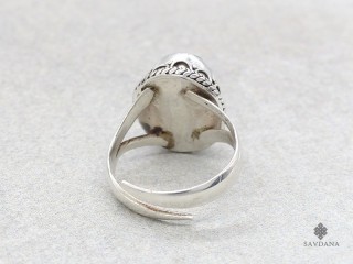 BA537 Bague Argent Massif Turquoise. Taille réglable