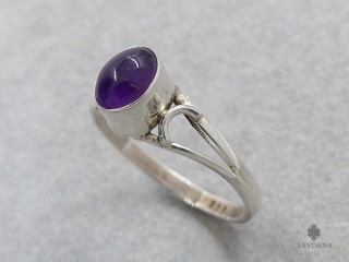 BA565 Bague Argent Massif Améthyste. Taille 61