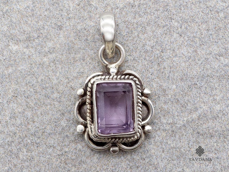 Pendentif En Argent 925 Avec Améthyste Naturelle - Pierre Ovale Facettée 10x14 Mm, Longueur 2,4 Cm, Cadeau élégant - 11