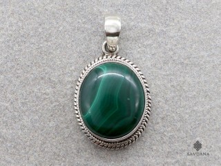 PA671 Pendentif Argent Massif Malachite