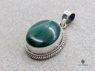 PA671 Pendentif Argent Massif Malachite