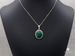 PA671 Pendentif Argent Massif Malachite