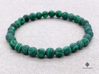 BrMala474 Bracelet Mala Malachite Mat Elastique