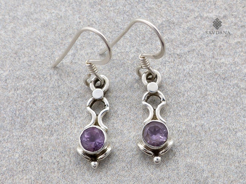 BdOA195 Boucles d'Oreille Argent Massif Améthyste