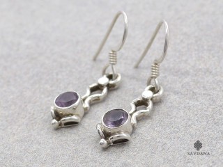 BdOA195 Boucles d'Oreille Argent Massif Améthyste