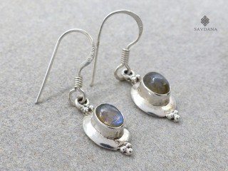 BdOA258 Boucles d'Oreille Argent Massif Labradorite