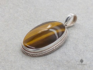 PA616 Pendentif Argent Massif Oeil de Tigre
