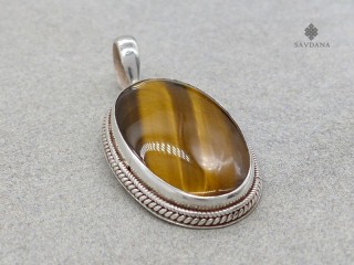 PA616 Pendentif Argent Massif Oeil de Tigre
