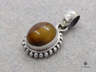 PA674 Pendentif Argent Massif Oeil de Tigre