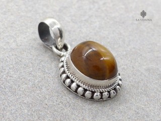 PA674 Pendentif Argent Massif Oeil de Tigre