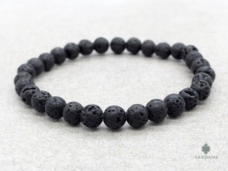 BrMala476 Bracelet Mala Pierre de Lave Elastique