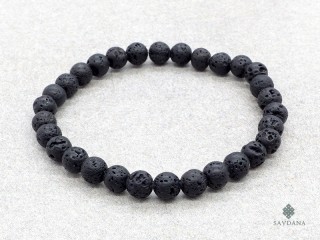 BrMala476 Bracelet Mala Pierre de Lave Elastique