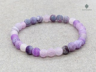 BrMala477 Bracelet Mala Agate Violette Fissurée Elastique