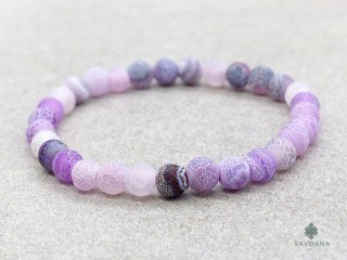 BrMala477 Bracelet Mala Agate Violette Fissurée Elastique