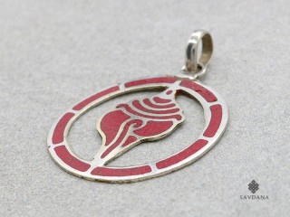 P111 Pendentif Tibétain Conque Conche