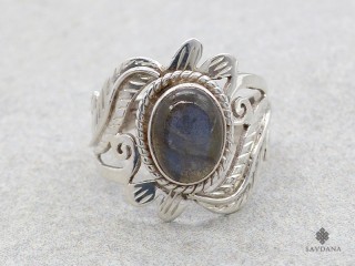 BA568 Bague Argent Massif Labradorite. Taille réglable