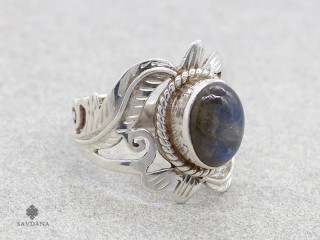 BA568 Bague Argent Massif Labradorite. Taille réglable