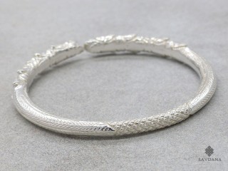 BrA151. Bracelet Tibétain Dragon Argent Massif