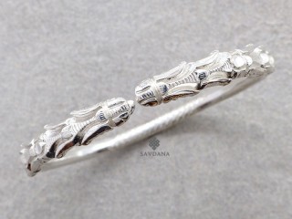 BrA151. Bracelet Tibétain Dragon Argent Massif
