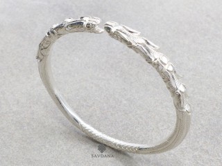 BrA151. Bracelet Tibétain Dragon Argent Massif