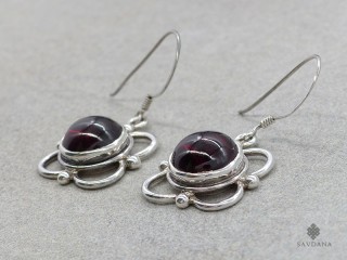 BdOA95 Boucles d'Oreille Argent Massif Grenat