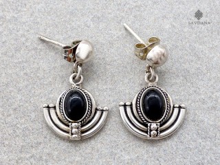 BdOA185 Boucles d'Oreille Argent Massif Onyx