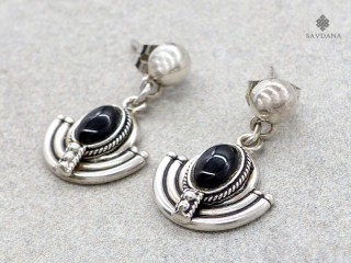 BdOA185 Boucles d'Oreille Argent Massif Onyx