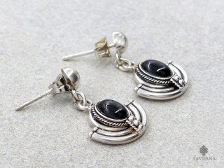 BdOA185 Boucles d'Oreille Argent Massif Onyx