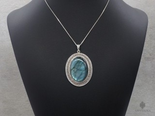 PA459 Pendentif Argent Massif Labradorite