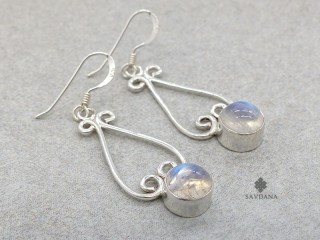 BdOA163 Boucles d'Oreille Argent Massif Pierre de Lune