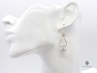BdOA163 Boucles d'Oreille Argent Massif Pierre de Lune