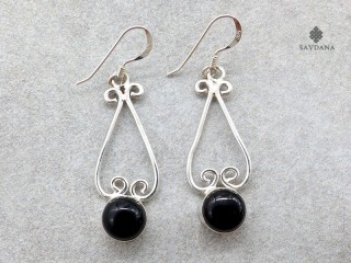 BdOA180 Boucles d'Oreille Argent Massif Onyx