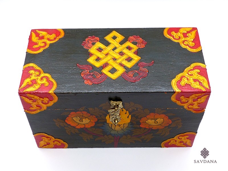 CTT38 Coffret Traditionnel Tibétain Noeud Sans Fin