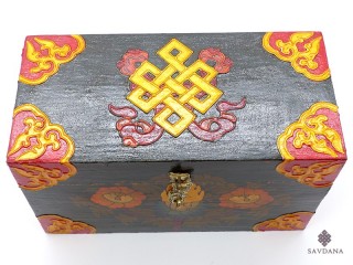 CTT38 Coffret Traditionnel Tibétain Noeud Sans Fin