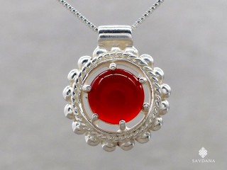 PA175 Pendentif Argent Massif Cornaline